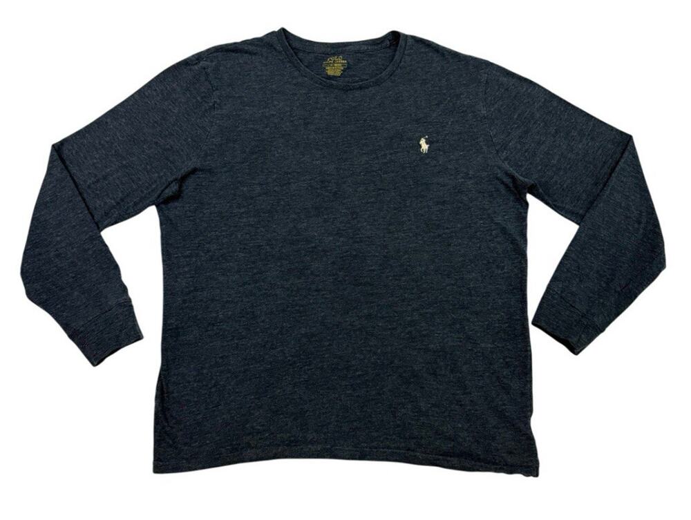 Polo Ralph Lauren T Shirt Mens Large Blue Custom Slim Fit Long Sleeve Cotton